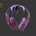 Vibrant Pink Blue Purple Headphones With Melting Dripping Glossy Surface Design