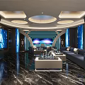 Luxurious Modern KTV Lounge Interior Design With Multiple Screens Sofas And Marble Flooring 3d model