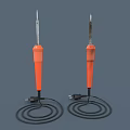 Two Orange Handle Soldering Irons With Black Power Cords On Gray Background 3d model