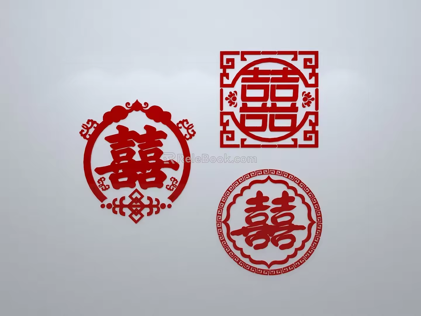 Chinese-style window grilles silhouette pane window sill border openwork window 3d model