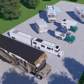 Various Types of RVs Parked in Grass and Paved Parking Area