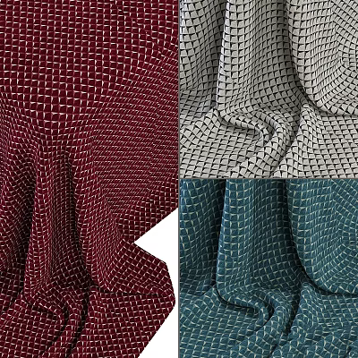 Woven Fabric Components with Red Gray Teal Textured Patterns for Design 3d model