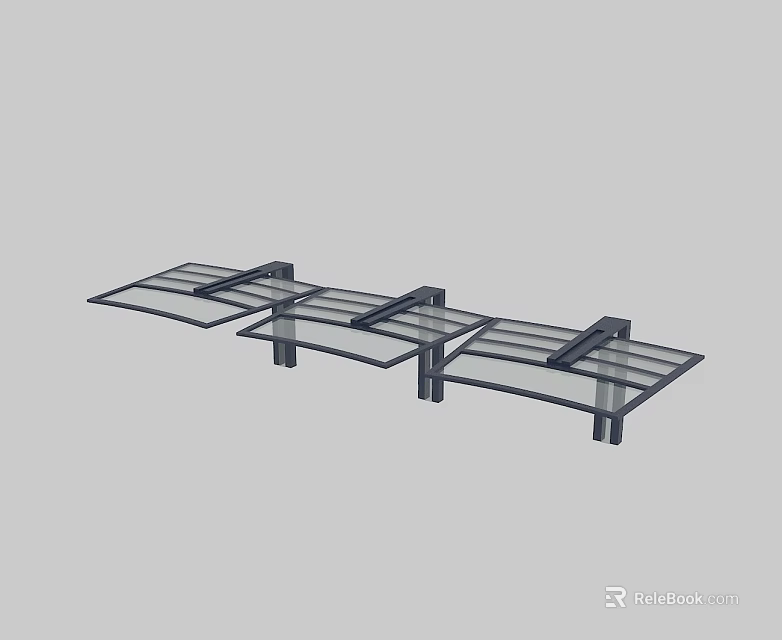 Sleek Hinged Doors With Glass Panels And Metal Frames In Modern Interior Design Style 3d model 