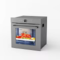 Modern Gray Kitchen Oven Featuring Roasted Meat Vegetables And Digital Control Panel 3d model