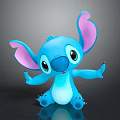 Cute Blue Stuffed Toy with Large Pink Inner Ears Big Eyes and Open Arms