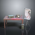 Military Weapons Display with Green Ammo Box Helmet Bullets on Wooden Table and Tripod Map
