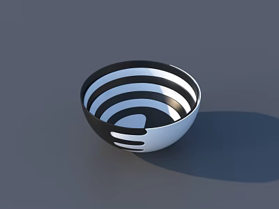 Decorative Ornament Set With Black And White Striped Bowl Design For Home 3d model