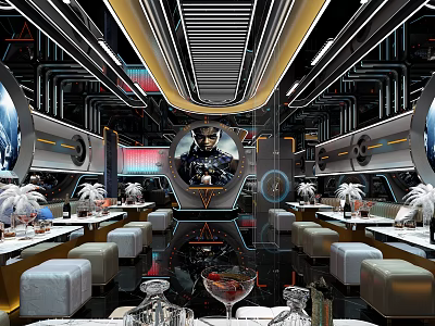 Modern Tech KTV Interior Design With Dynamic Lighting And Comfortable Sofa Seats 3d model