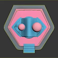 Cartoon Style Pink And Blue House Model With Towers Windows Wooden Door And Steps