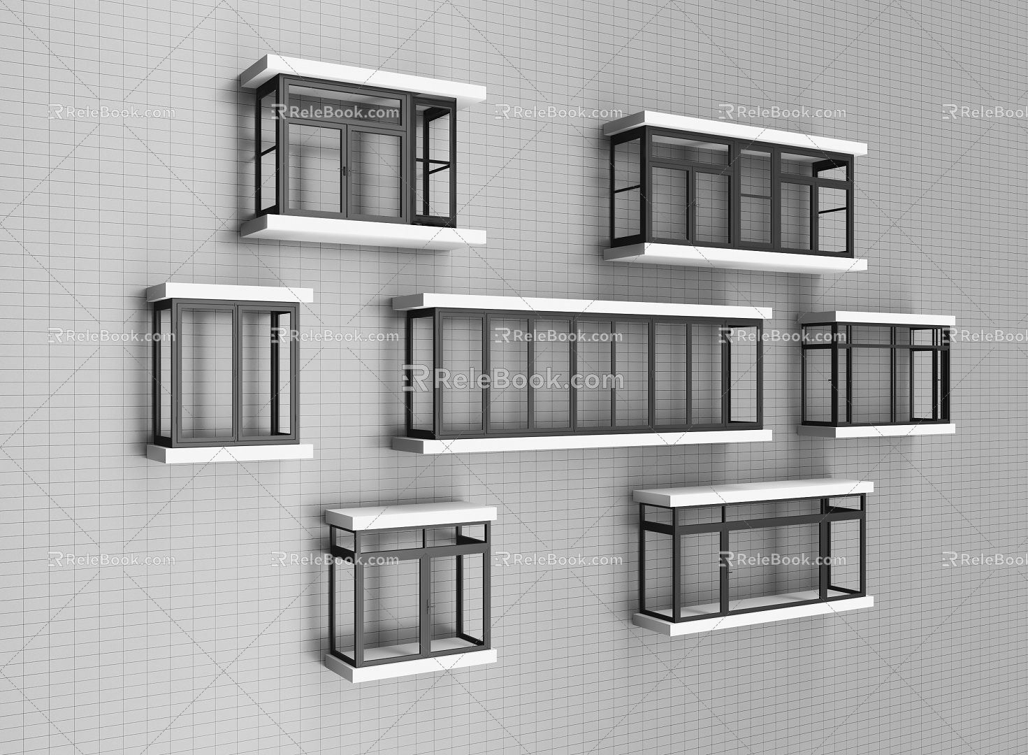 Bay window, casement window, sliding window, balcony window, aluminum alloy window 3d model