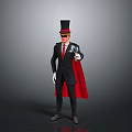 Stylish Character With Top Hat Sunglasses Blonde Hair Black Suit Red Cape White Gloves