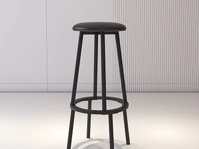 Modern Black Bar Stool With Round Seat And Metal Frame For Home Interior 3d model