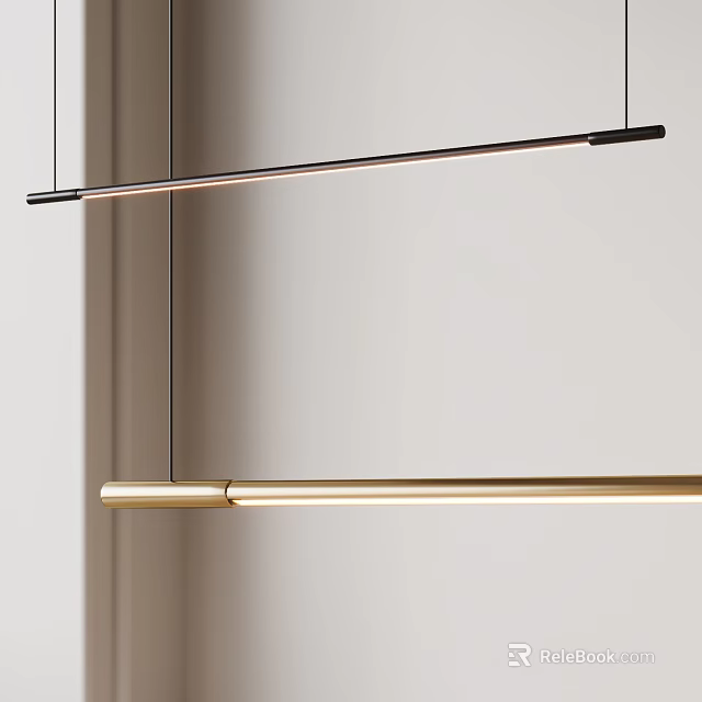 Modern Linear Pendant Light In Black And Gold For Contemporary Interior Design 3d model 