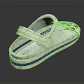 White Casual Slip On Shoes With Perforated Design Blue Stripes And Rubber Sole