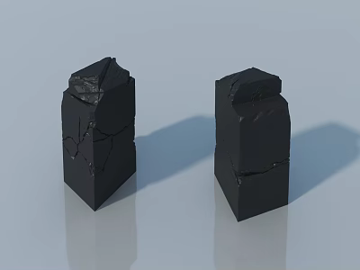 Black Swing Door 3D Model with Cracked Surface and Smooth Shadow Detail 3d model