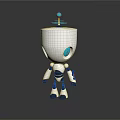 Cute White Robot With Blue Eyes Antenna And Black Joints