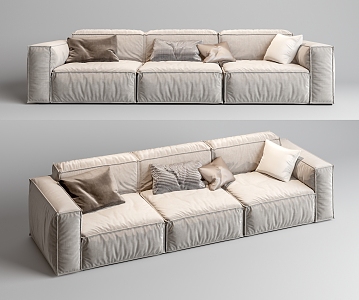 Modern three-seat sofa multiplayer sofa 3d model