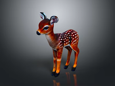 Realistic 3D Spotted Fawn Character With Brown Body Black Hooves And Large Ears 3d model