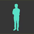 Man In Plaid Shirt Blue Jeans Brown Shoes Standing With Arms Crossed On Gray Background