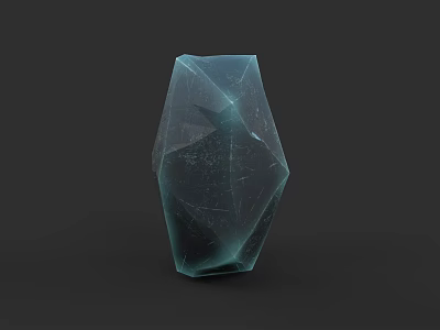 3D Microtopography Model With Blue Green Transparent Polyhedron And Cracked Surface 3d model