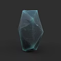 3D Microtopography Model With Blue Green Transparent Polyhedron And Cracked Surface