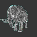 Gray Elephant with Long Trunk and Tusks Standing Against Dark Background 3d model