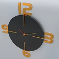 Modern Black Dial Wall Clock with Yellow Numerals Red Second Hand and Gold Hands