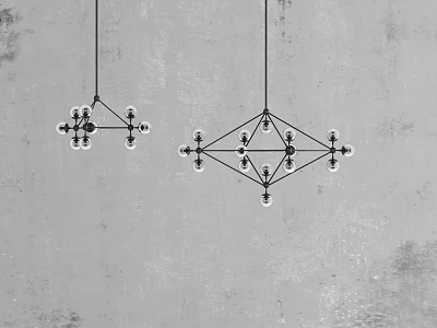 Modern Geometric Chandeliers With Metal Frames And Glass Light Shades For Interior 3d model
