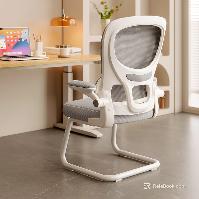 Modern Ergonomic Office Chair With Mesh Backrest Adjustable Arms And Home Office Setup 3d model 