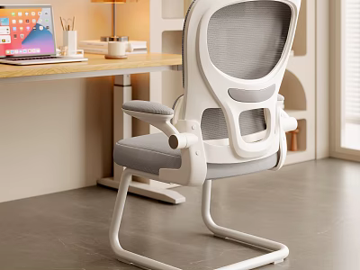 Modern Ergonomic Office Chair With Mesh Backrest Adjustable Arms And Home Office Setup 3d model
