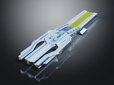 Futuristic Water Transport Vehicle With Sleek Silver Exterior And Yellow Accents 3d model