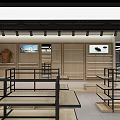 Modern Shopping Mall Retail Store With Wooden Display Shelves And Cashier Counter
