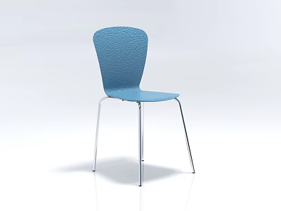 Blue Accent Chair with Textured Backrest and Seat Sleek Metal Legs Modern Home Furniture Design 3d model
