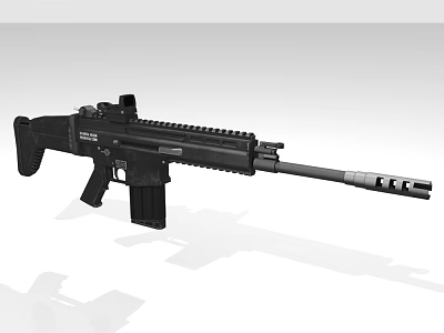 Modern Tactical Rifle With Black Finish Long Barrel Magazine Rail And Grip System 3d model