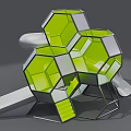 Fun Children's Playground With Green Hexagonal Modules And Slide Structures