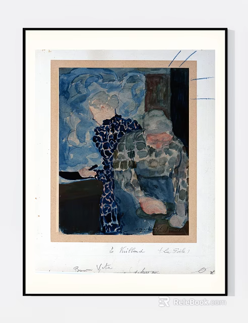Two Elderly Figures In Collaborative Artistic Activity With Abstract Painted Background 3d model 