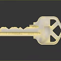 Elegant Gold Key Jewelry Piece With Geometric Cut And Shiny Reflective Surface