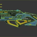 Sci Fi Pistol With Blue And Orange Futuristic Design Glowing Accents And Geometric Shapes