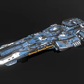 Sci Fi Spaceship Model With Detailed Metallic Structure And Blue Silver Coating 3d model