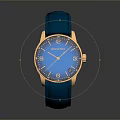 Stylish Blue Leather Strap Watch With Gold Accents And White Dial