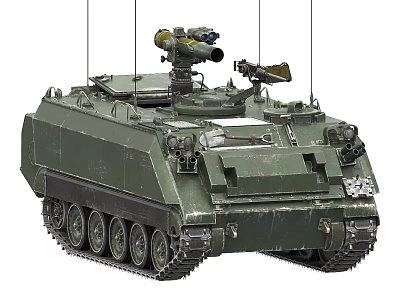 Green Military Armored Tank With Tracked Chassis And Surveillance Weapon System 3d model