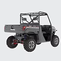 Sturdy Black Utility Vehicle With Open Cockpit Cargo Bed And Large Off Road Tires