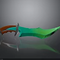 Fantasy Weapon Knife With Green Blade Red Blue Handle And Silver Accents