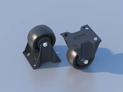 Durable Black Swivel Casters With Metal Brackets For Home Daily Necessities 3d model