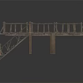 Rustic Wooden Architectural Platform Structure Featuring Staircase And Railings Design 3d model