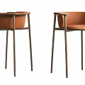 Modern Leather Bar Stools With Metal Frame Comfortable Armrests And Stylish Design 3d model