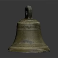 Vintage Brass Bell Hanging Pendant with Intricate Engravings and Loop Top Design