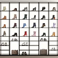 Modern Shoe Cabinet Storage With Multiple Shelves Various Shoes And Handbags
