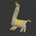 Gray Llama Shaped Decorative Furniture With Yellow Square Pattern And White Legs Ears