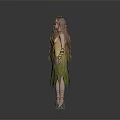 Elegant Fairy Female Characters With Horns Long Hair And Green Yellow Dresses